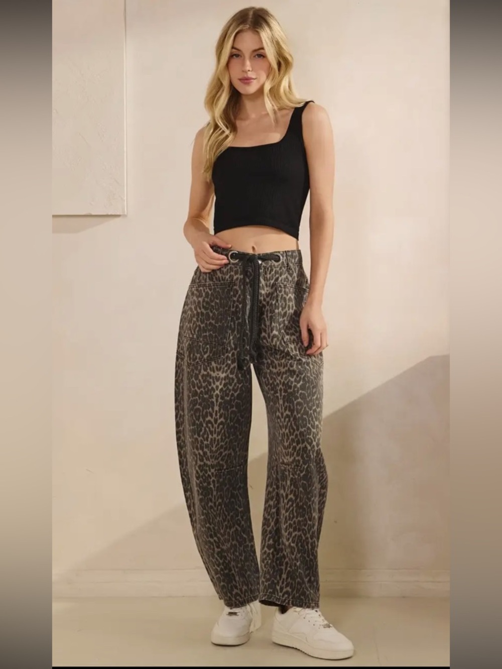 Leopard Print Drawstring belt Horseshoe Jean Veveret S-L